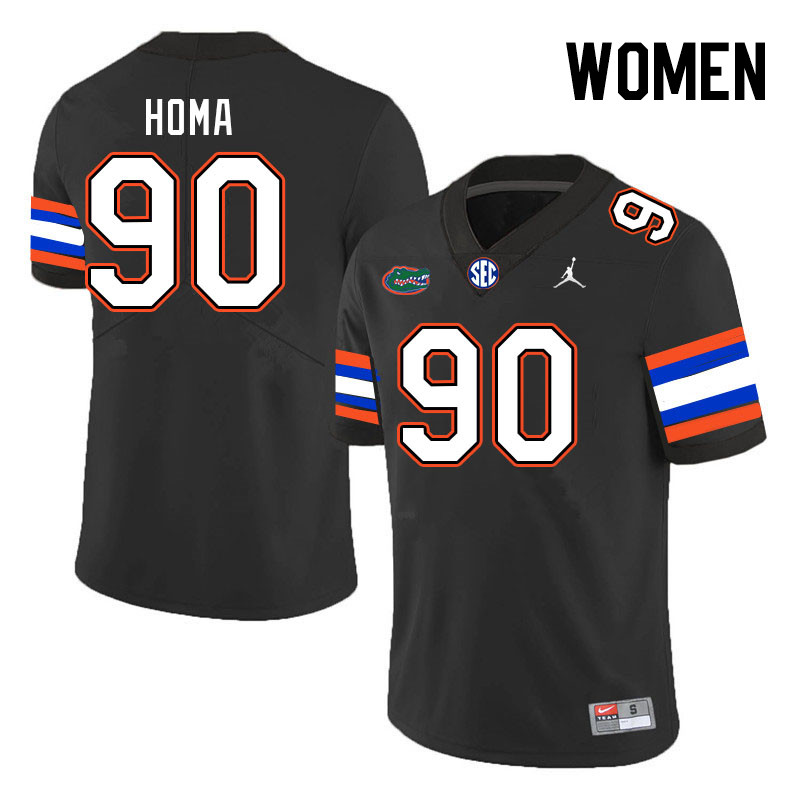 Women #90 Connor Homa Florida Gators College Football Jerseys Stitched-Black - Click Image to Close